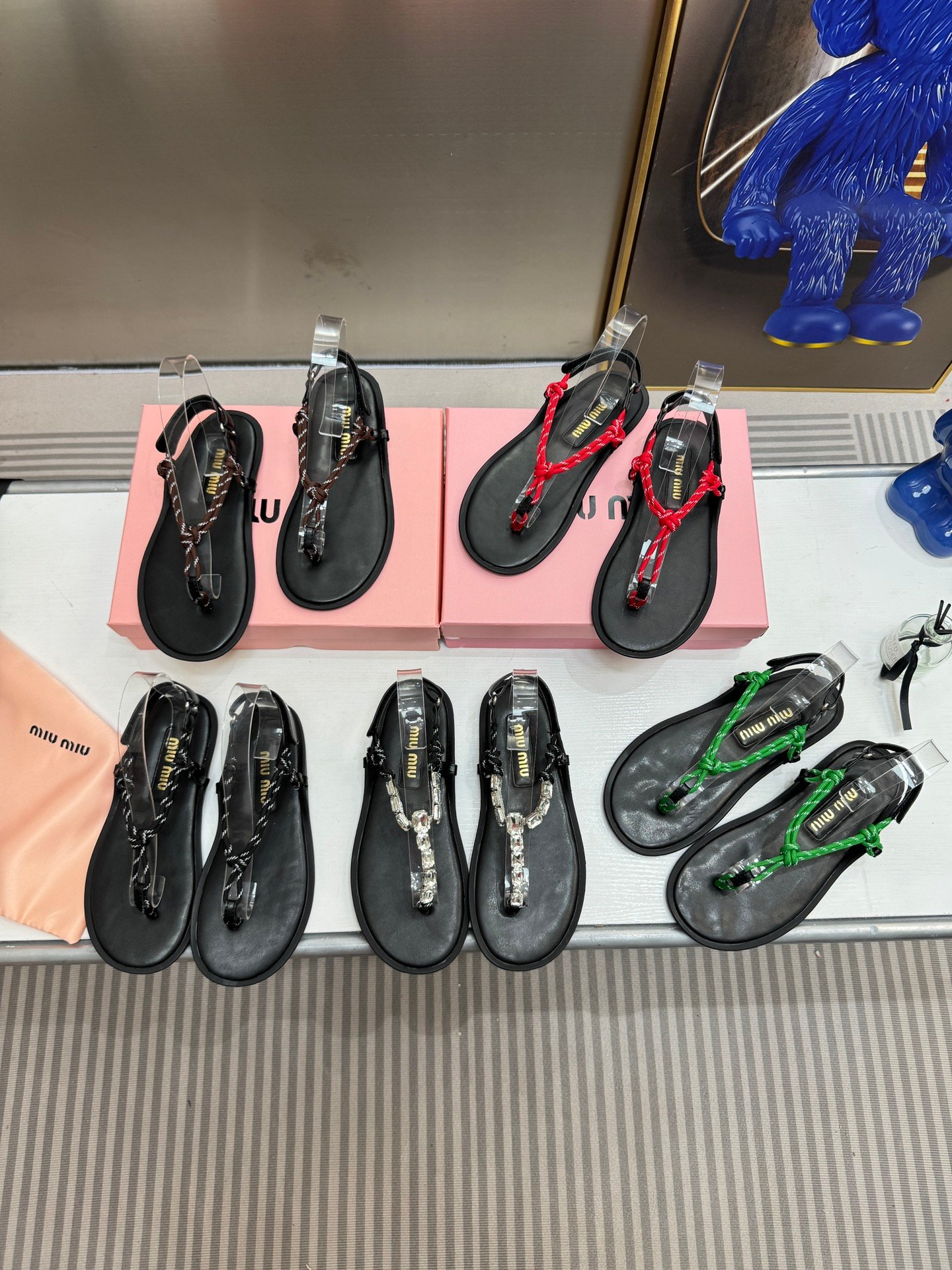 MIU Crystal Embellished Sandals Black - Sandals