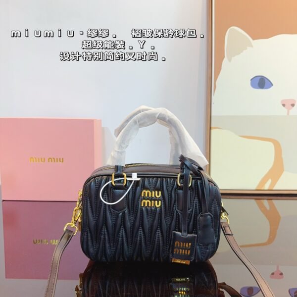 MIU Wander Matelassé Black Leather - Bag