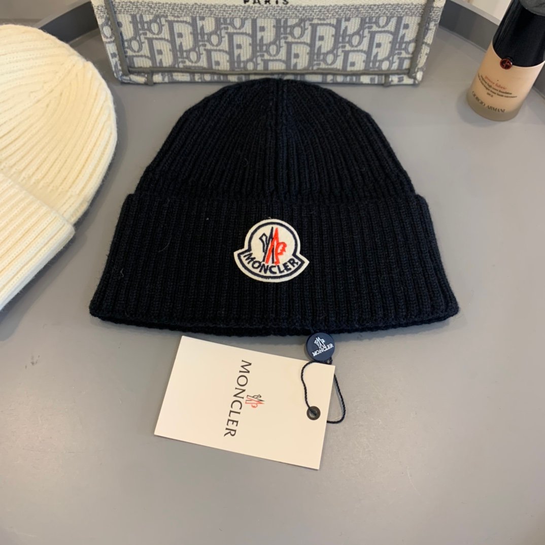 MCL Logo Patch Beanie Navy Wool - Hat - Image 2