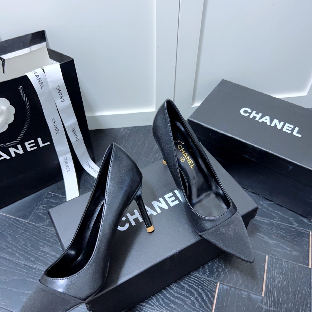 CC Slingback Heels Black Satin - Heels - Image 2