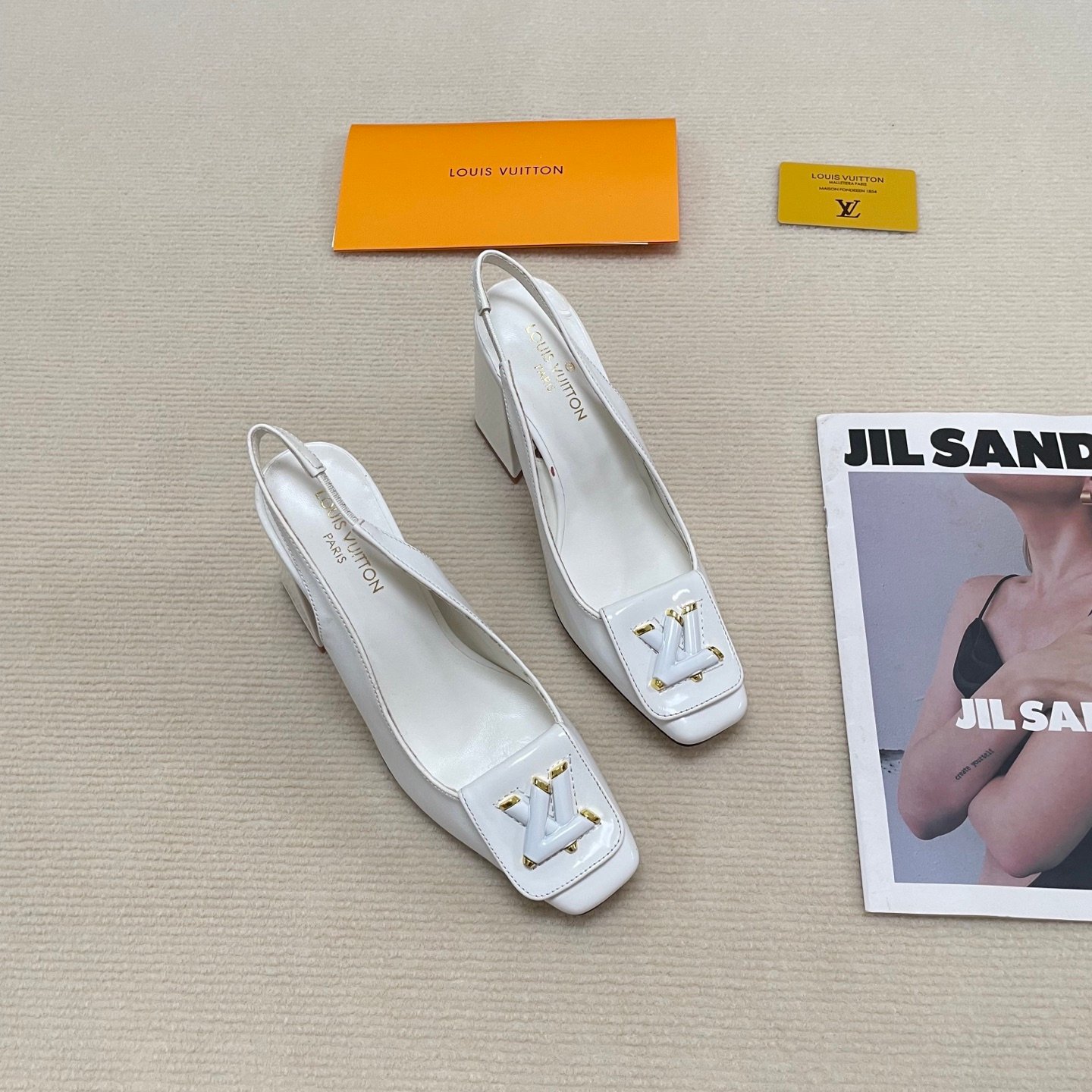 LV Madeleine Slingback Pumps White Leather - Heels - Image 3