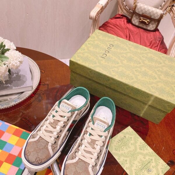 GG 1977 Tennis Beige/Green Canvas - Sneakers