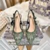 CD J'ACD Slingback Pumps Green Embroidered Mesh - Heels