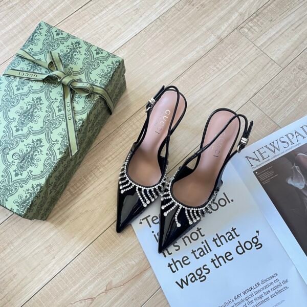 GG Slingback Crystal Embellished Pumps - Heels