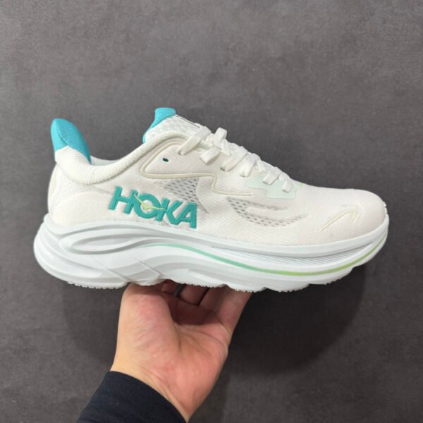 HK Clifton 9 White/Teal - Sneakers