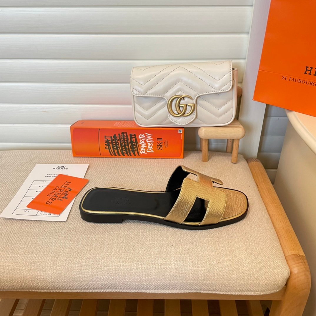 HM Oran Sandals Gold Leather - Sandals - Image 9