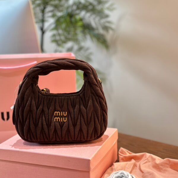 MIU Wander Matelassé Brown Suede - Bag