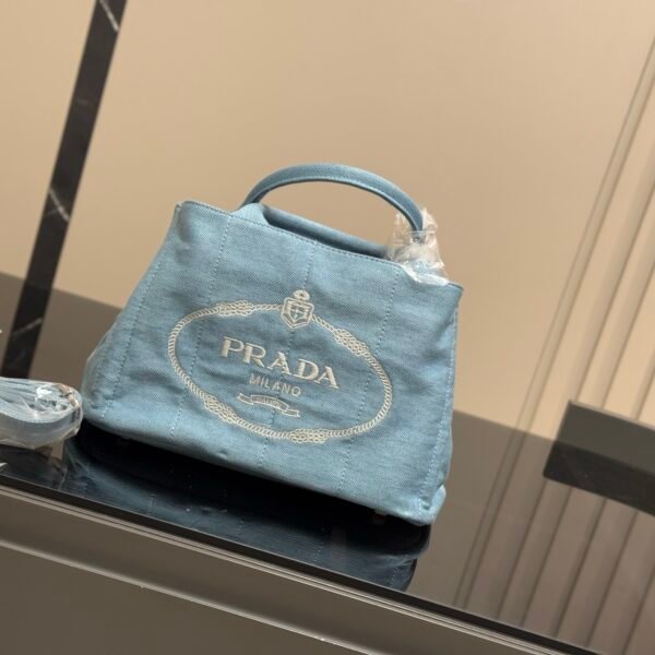 PR PR Logo Tote Small Light Blue Canvas - Bag