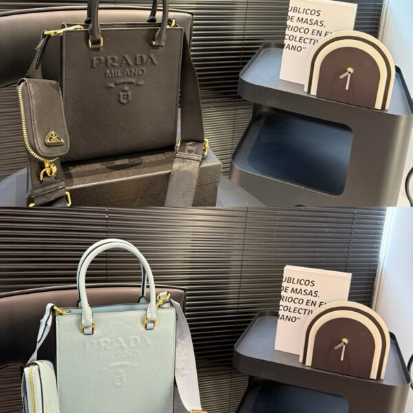 PR PR Symbole Black and Light Blue Saffiano Leather - Bag