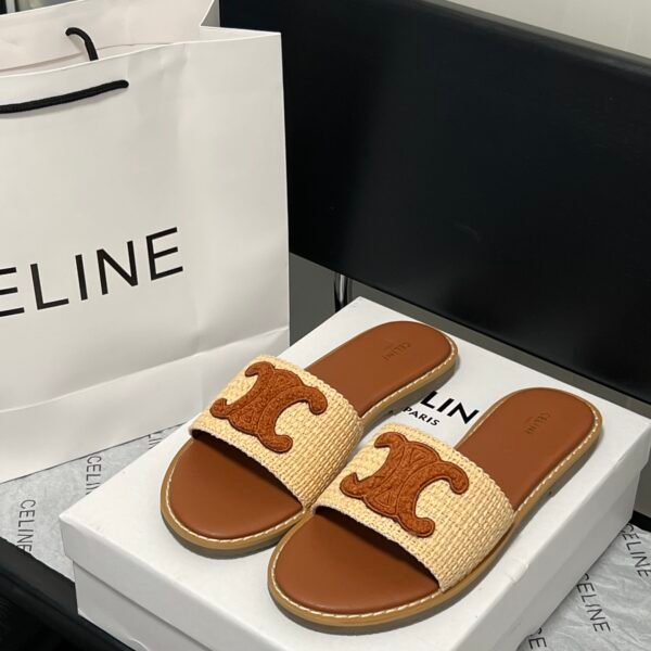 CEL Triomphe Raffia Slides - Slides