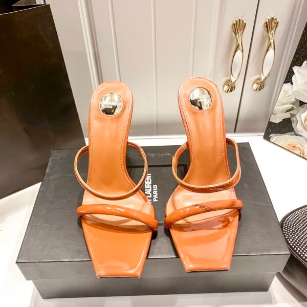 YSL Opyum Sandals Orange Patent Leather - Heels