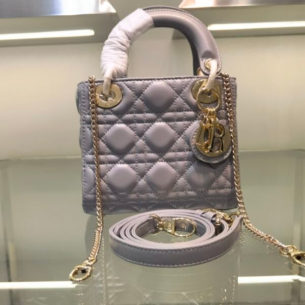 CD Lady CD Mini Grey Cannage Leather - Bag