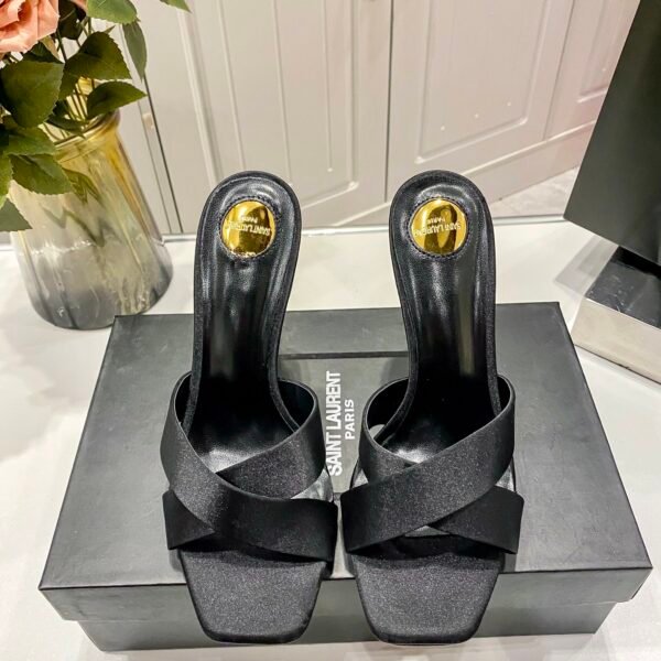 YSL Opyum Sandals Black Leather - Heels