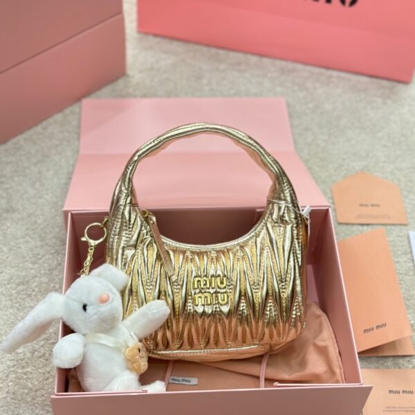 MIU Matelassé Nappa Leather Mini Bag Gold - Bag