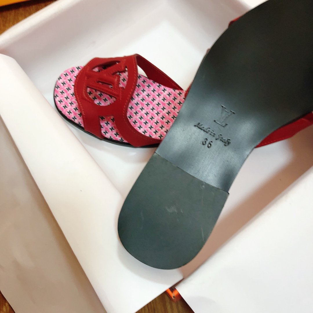 LV Paseo Flat Comfort Mule Red/Monogram - Slides - Image 9