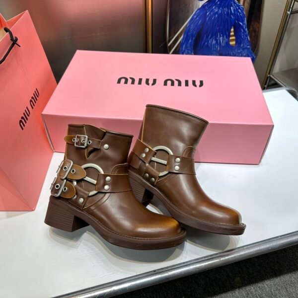 MIU Madras Buckle Ankle Boots - Boots
