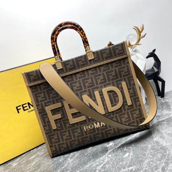 FD Sunshine Shopper Large Brown FF Canvas - Bag