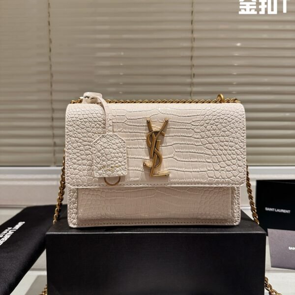 YSL Sunset Small Croc Embossed Leather - Bag