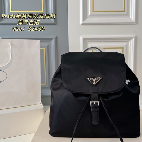 PR Vela Backpack Black and Beige Nylon - Backpack