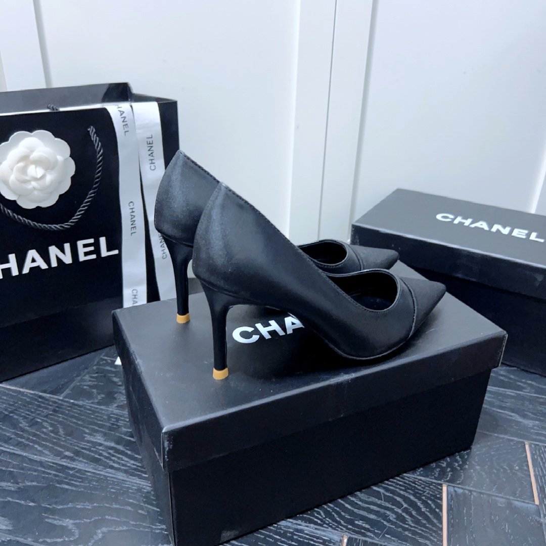 CC Slingback Heels Black Satin - Heels - Image 6