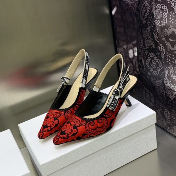 CD J'ACD Slingback Pump Red Embroidered - Heels