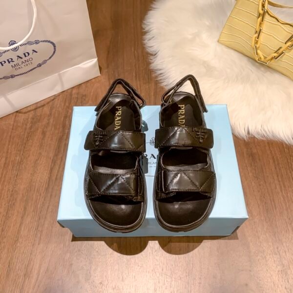 PR Quilted Leather Velcro Sandals - Sandals