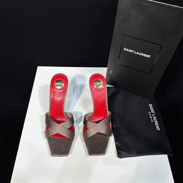 YSL Tribute Sandals Brown Satin - Heels