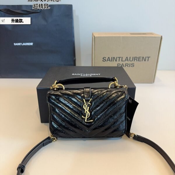 YSL Lou Mini Black/White Leather - Bag