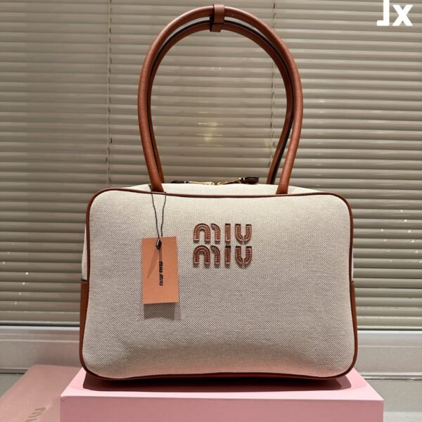 MIU Bowling Bag Beige Canvas - Bag