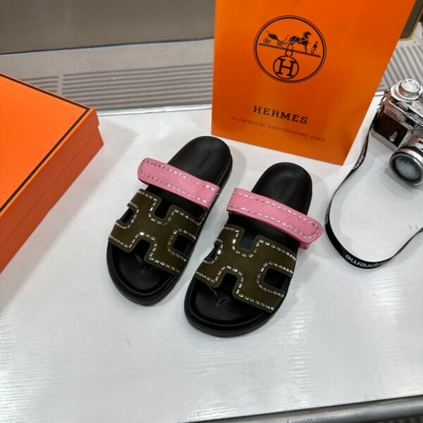 HM Chypre Sandals Pink/Olive Suede - Sandals