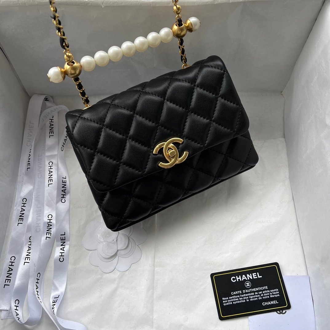 CC Pearl Crush Flap Small Black Leather - Bag - Image 2
