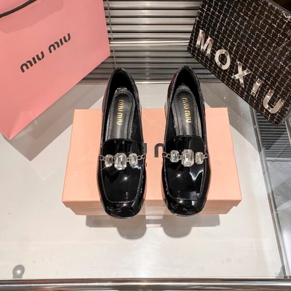 MIU Glitter Chunky Heel Mary Jane - Heels