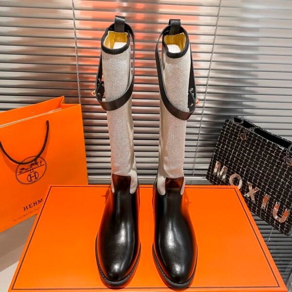HM Jumping Boots Black Leather/Canvas - Boots