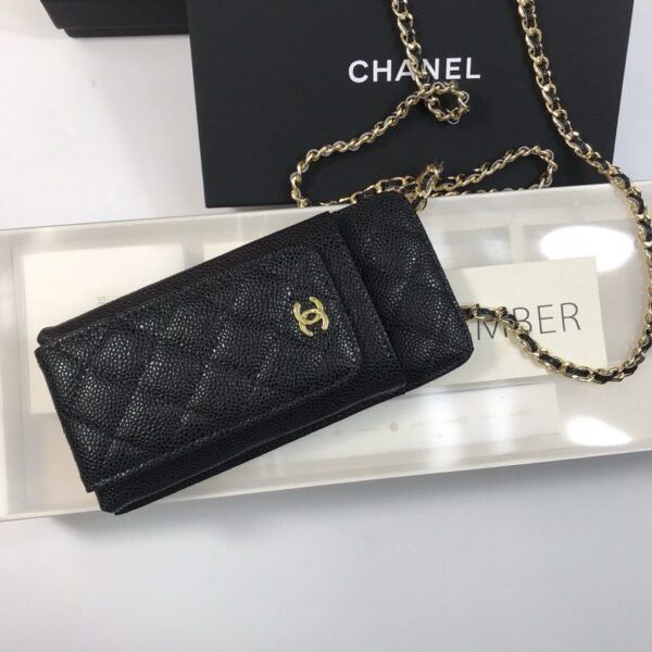CC Classic Phone Holder with Chain Black Caviar - Bag
