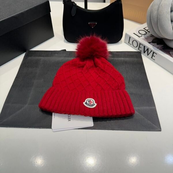 MCL Pom Pom Beanie Red Wool - Hat
