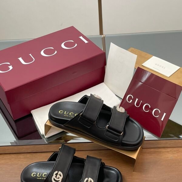 GG Double G Crystal Slide Sandals - Sandals