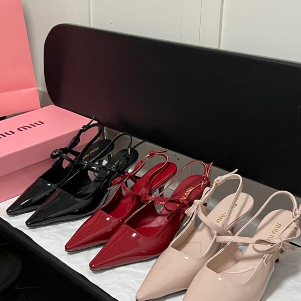 MIU Patent Leather Slingback Pumps - Heels