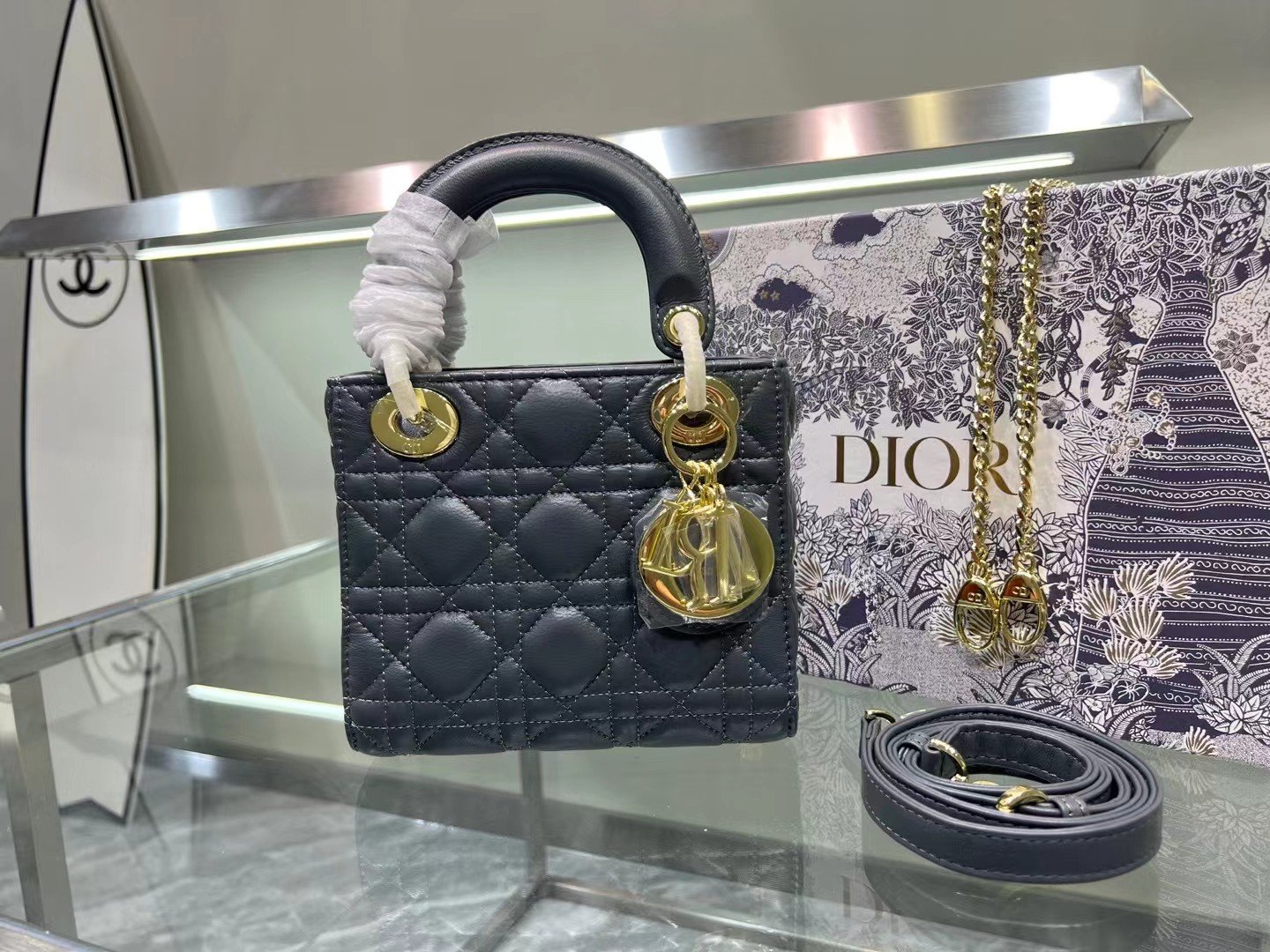 CD Lady CD Mini Black Leather - Bag