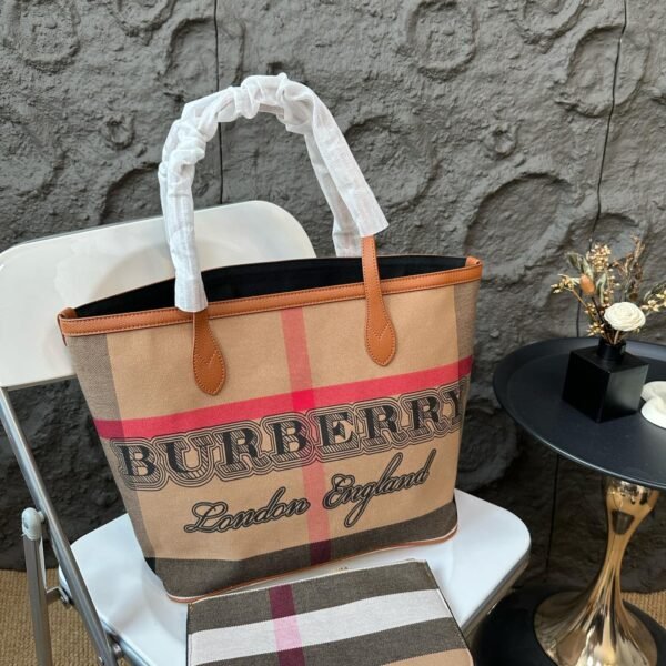 BBR Vintage Check Logo Tote Beige Check Canvas - Bag