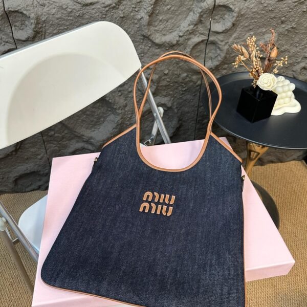 MIU Logo Denim Tote Denim - Bag