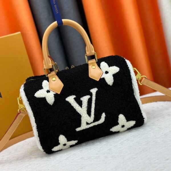 LV Speedy Bandoulière 25 Black/White Shearling - Bag