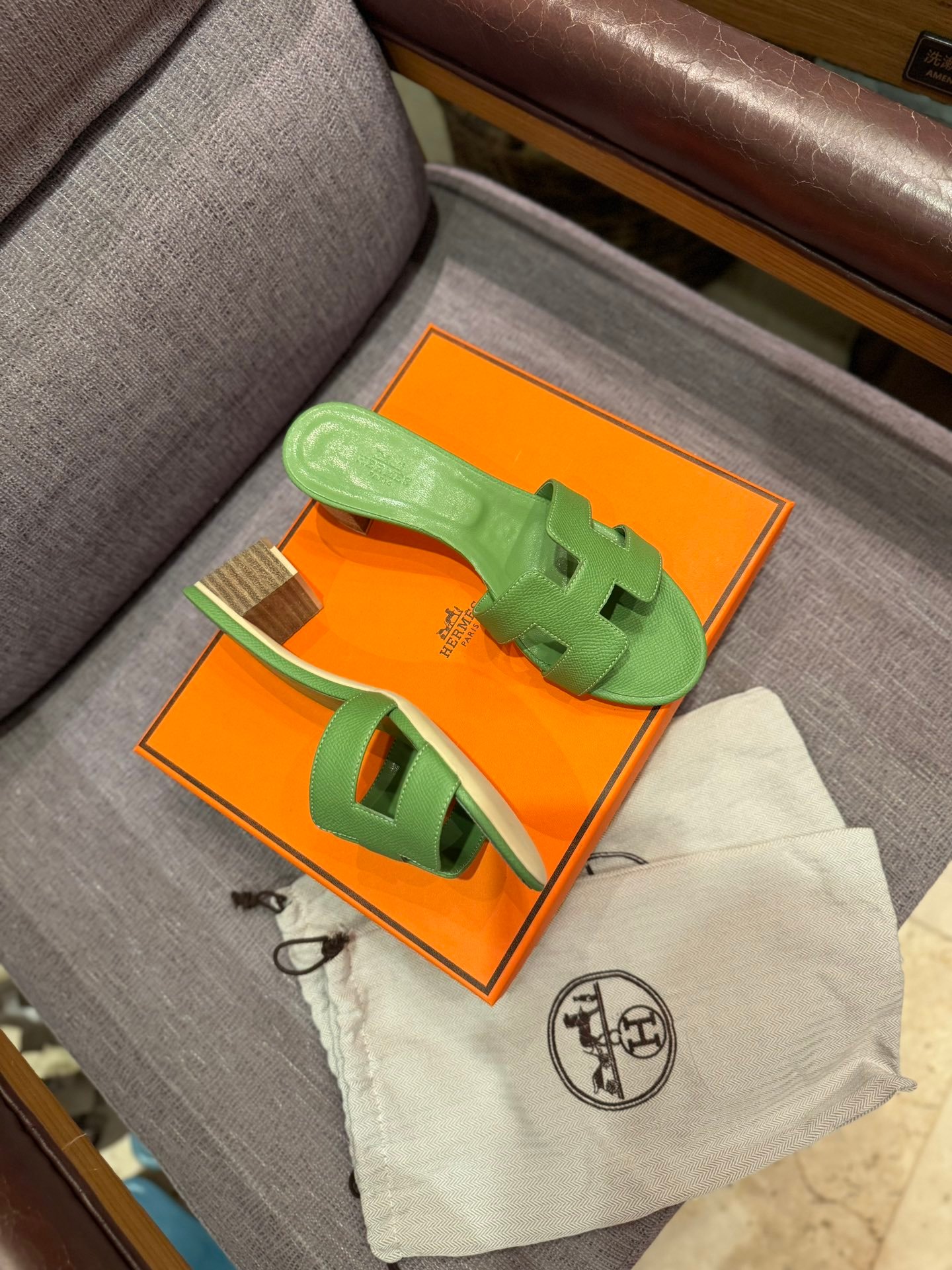HM Oran Sandals Green Leather - Sandals - Image 3