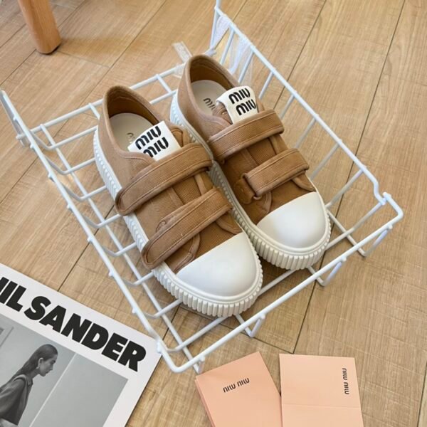 MIU Velcro Strap Sneakers Brown Canvas - Sneakers