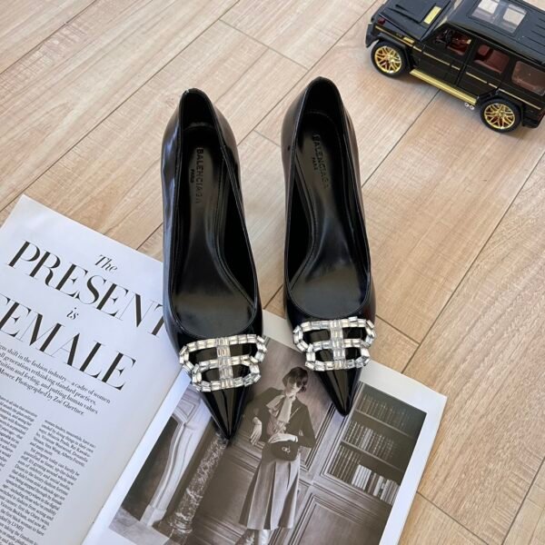 BAL Diamond BB Buckle Pumps Black Patent Leather - Heels