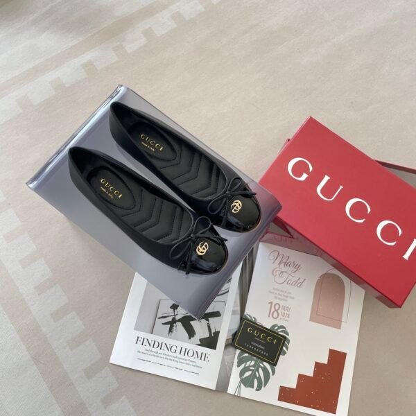 GG GG Marmont Ballet Flats Black Leather - Shoes