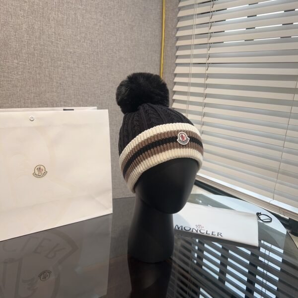 MCL Pom Pom Beanie Black/White Wool - Hat