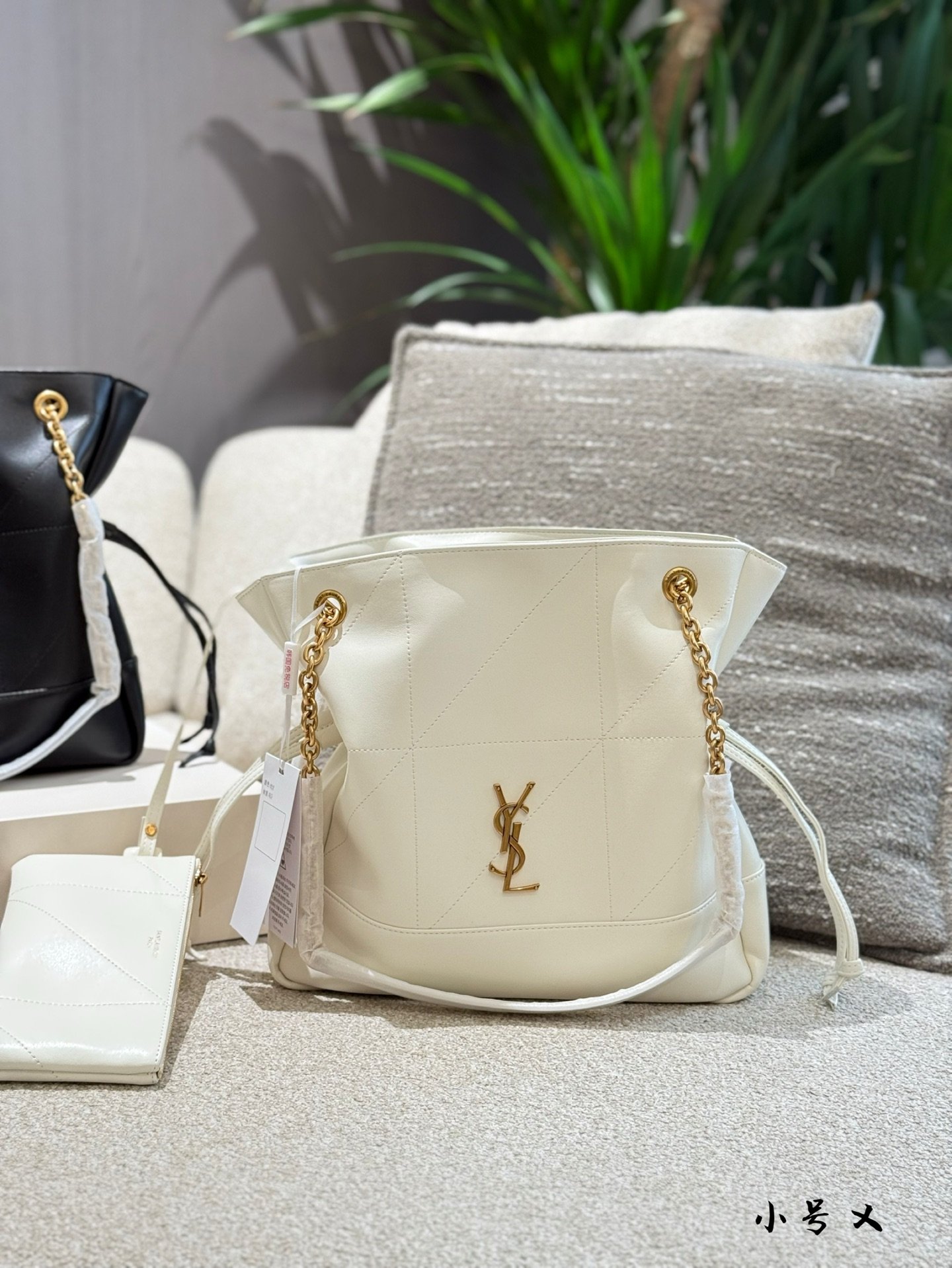 YSL Jamie Black/White Leather - Bag - Image 2