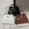 CC Coco Handle Black, White, Brown Leather - Bag