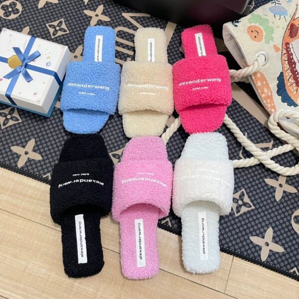 AMQ Furry Square Toe Slides - Slides