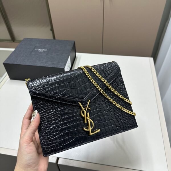 YSL Kate Small Black Croc Embossed Leather - Bag